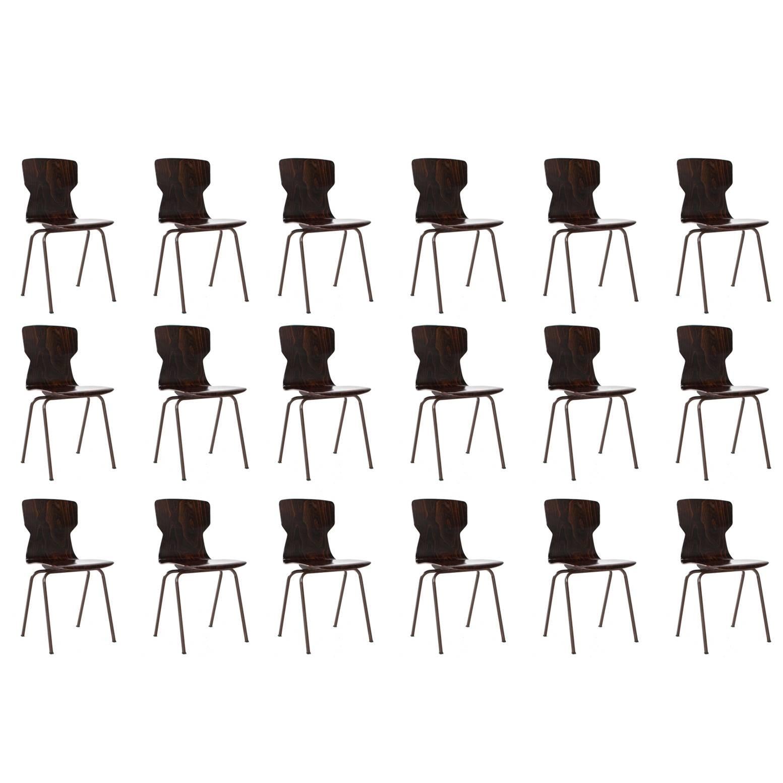 Stock of 1970s Industrial School Chairs by Eromes Wijchen 
NL
