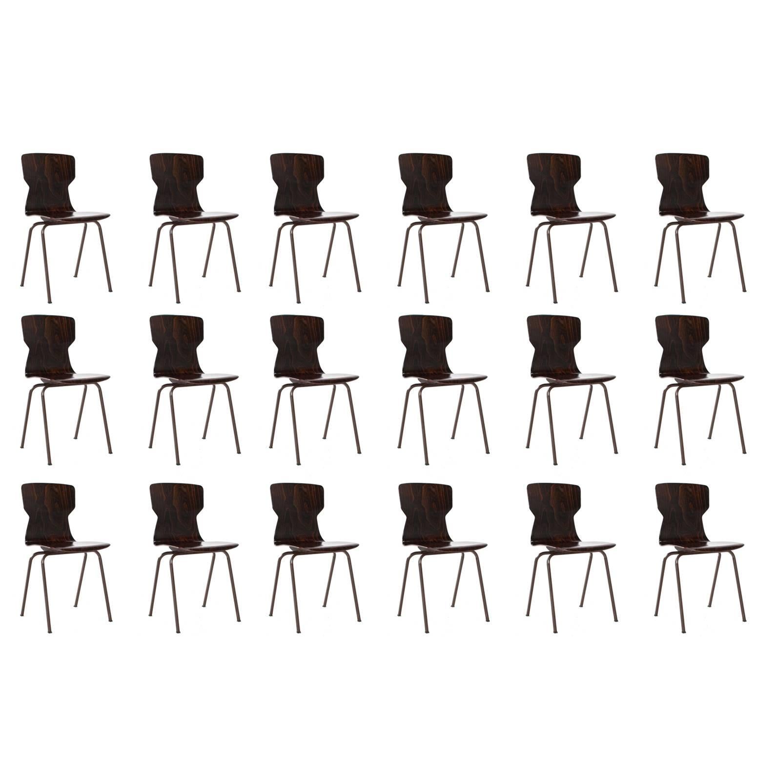 Stock of 1970s Industrial School Chairs by Eromes Wijchen 'NL'