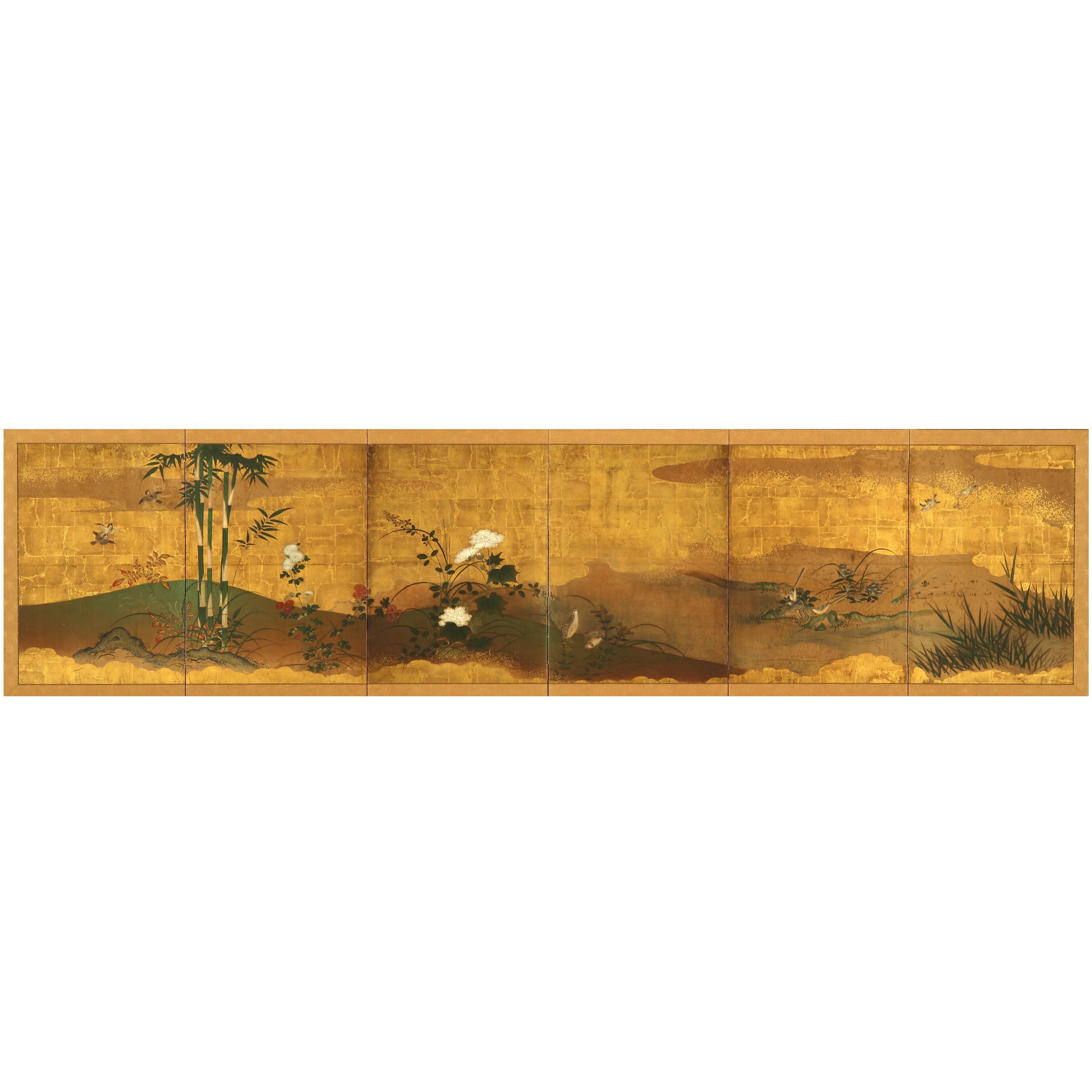 18th Century, Japanese Screen, Kano School For Sale