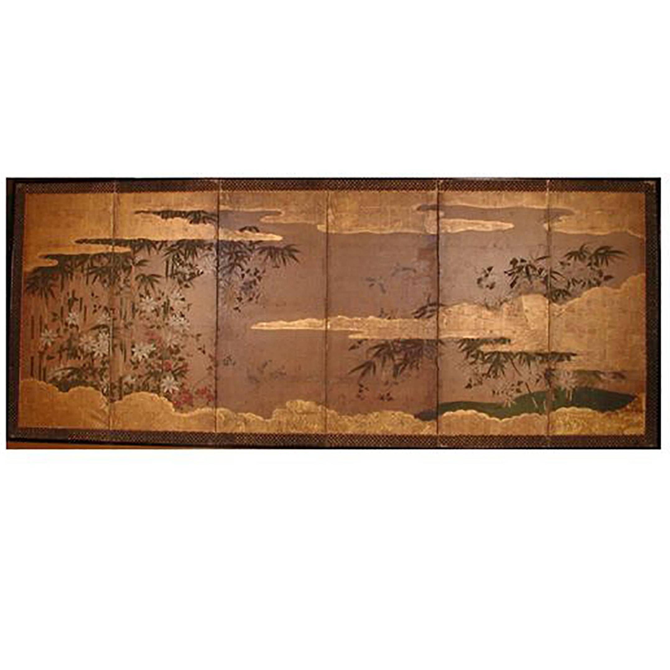 17th Century, Japanese Screen, Kano School For Sale