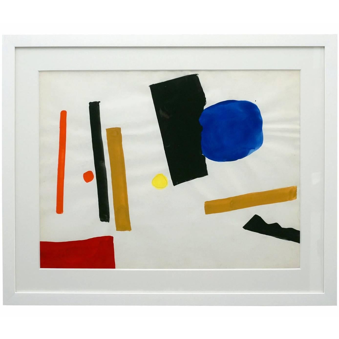 Abstract Watercolor Painting by Jacques Nestle, France, circa 1970 For Sale