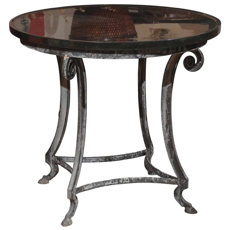 Black Granite and Iron Round Table For Sale at 1stdibs