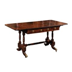 English Sheraton Mahogany Library Table, circa 1800s