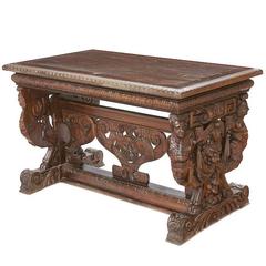 19th Century Continental Renaissance Style Walnut Library Table