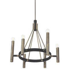 Retro Stylish Chandelier in Iron & Bronze 1950s