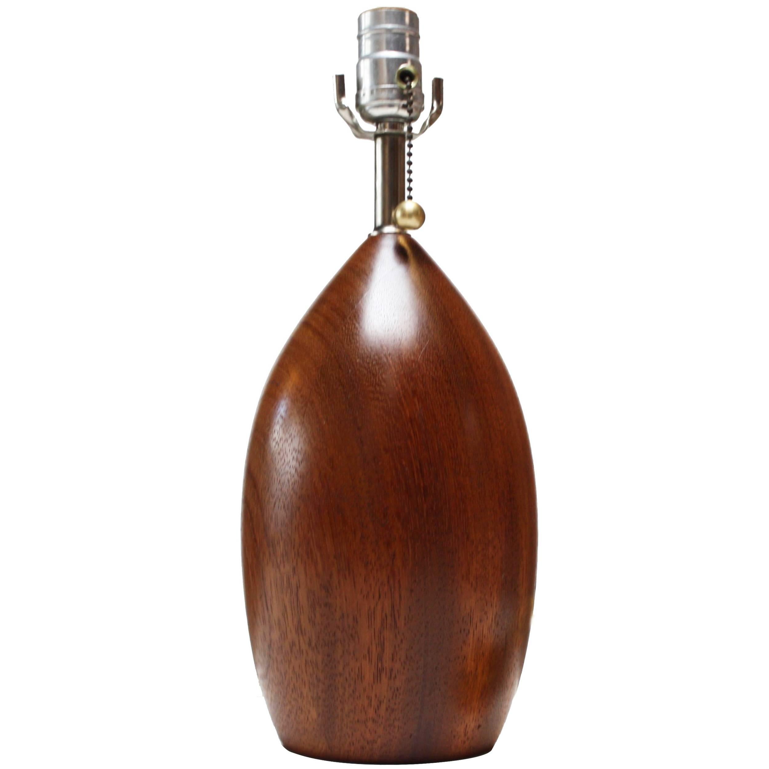 Mid-Century Turned Koa Wood Table Lamp