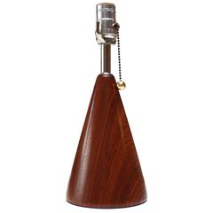 Mid-Century Koa Wood Conical Table Lamp