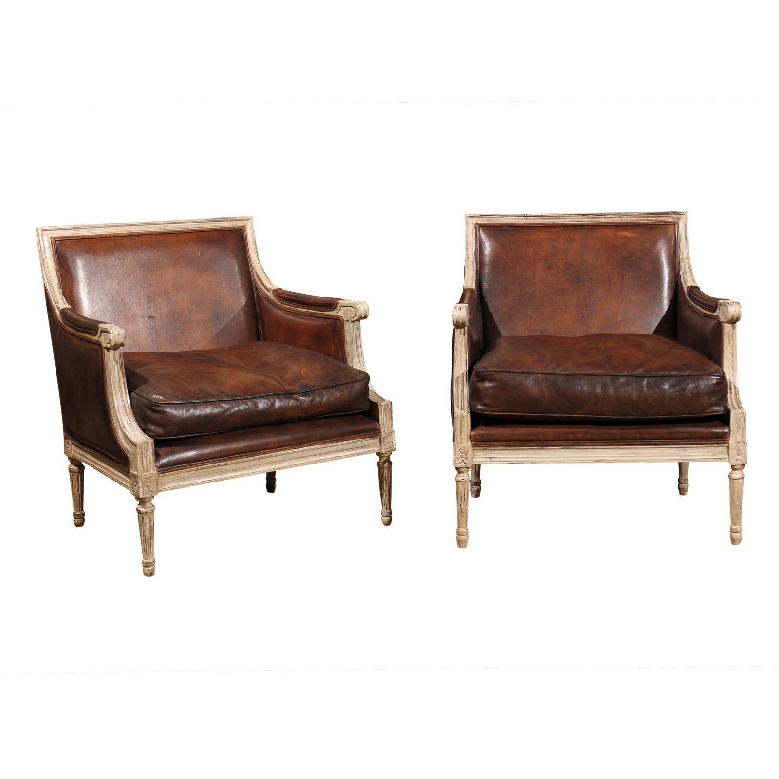 Mid-Century Pair of Louis XVI Style Bergères