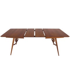 Mesa de Comedor Moderna de Mitad de Siglo con Base Esculpida de Nogal