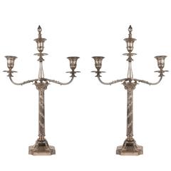 Pair of Neoclassical Silver Plate Candelabra 10