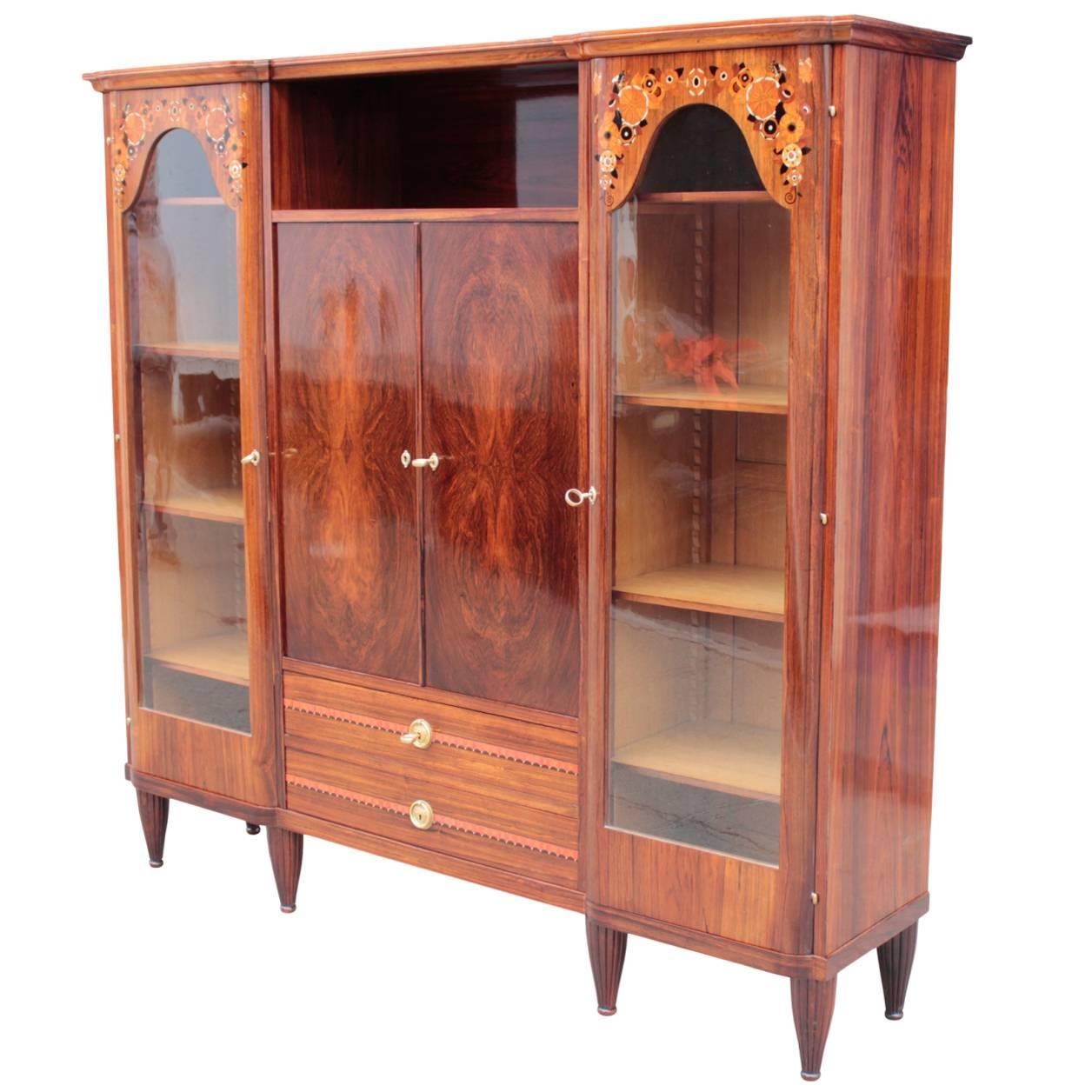 French Early Art Deco Vitrine Bookcase, attributed to Maurice Dufrene For Sale