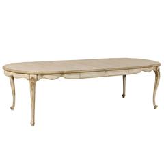 Louis XV Style American Painted Wood Oval Dining Table in Light Grey Palette