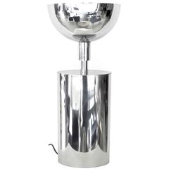 French Chrome-Plated Brass Sculptural Oval circa 1970 Table Lamp 7