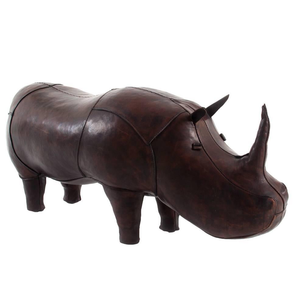 Original Big Leather Rhinoceros Footstool