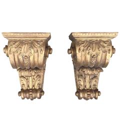 Pair of Early 19th Century Georgian Style Giltwood Brackets 2