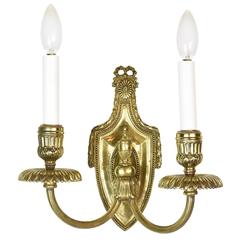 Cast Brass Signed Two-Arm E.F. Caldwell Sconce, Set of Three 3