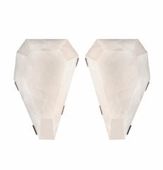 Pair of Diamond Form Rock Crystal Wall Sconces