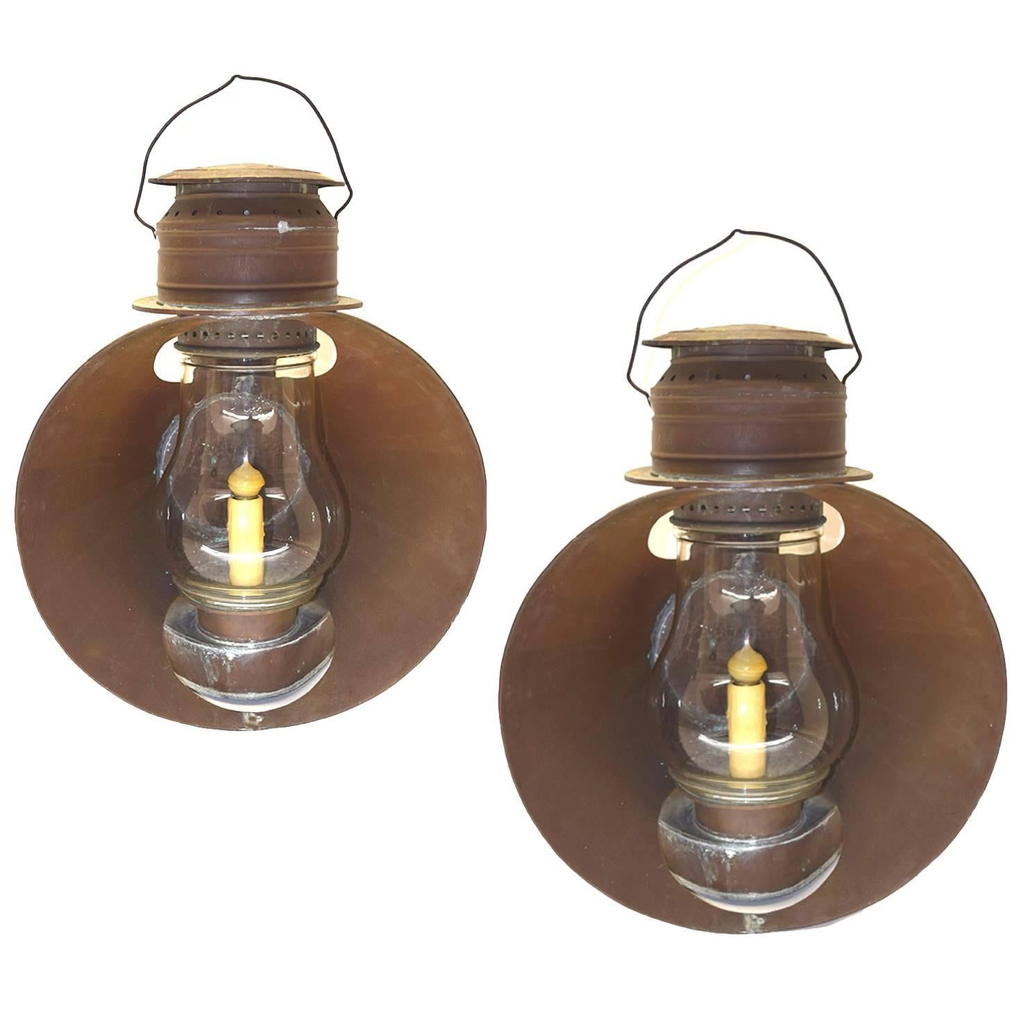 Pair of Antique American Solid Copper Ships Lanterns, circa 1890-1910 For Sale