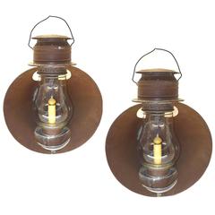 Pair of Antique American Solid Copper Ships Lanterns, circa 1890-1910
