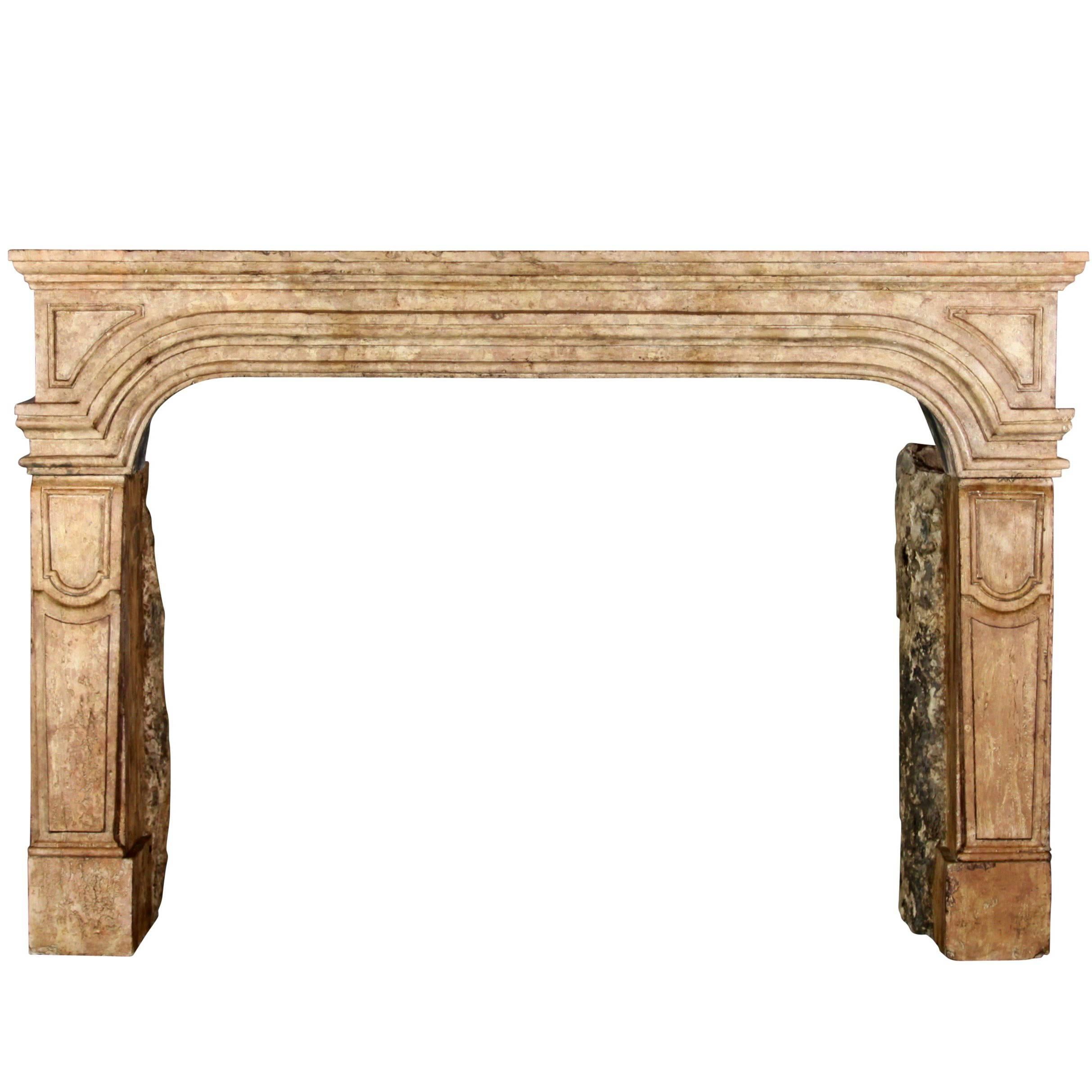 17th Century French Country Antique Fireplace Surround in Limestone For Sale