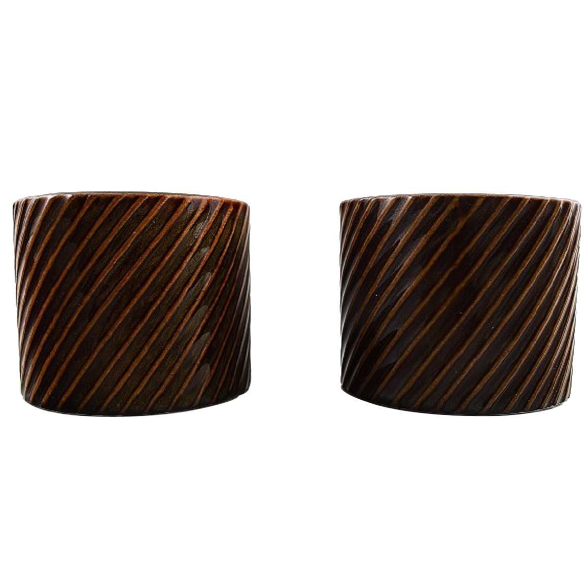 Stig Lindberg, Gustavsberg, coppia di vasi in ceramica "Domino", 1950-1960