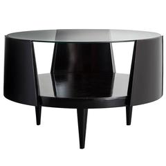 Round Coffee Table in Ebonized Wood by Martin Eisler, Brazil, 1950s