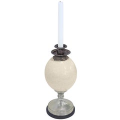 Candelabro de plata con huevo de avestruz de J. Antony Redmile Años 70