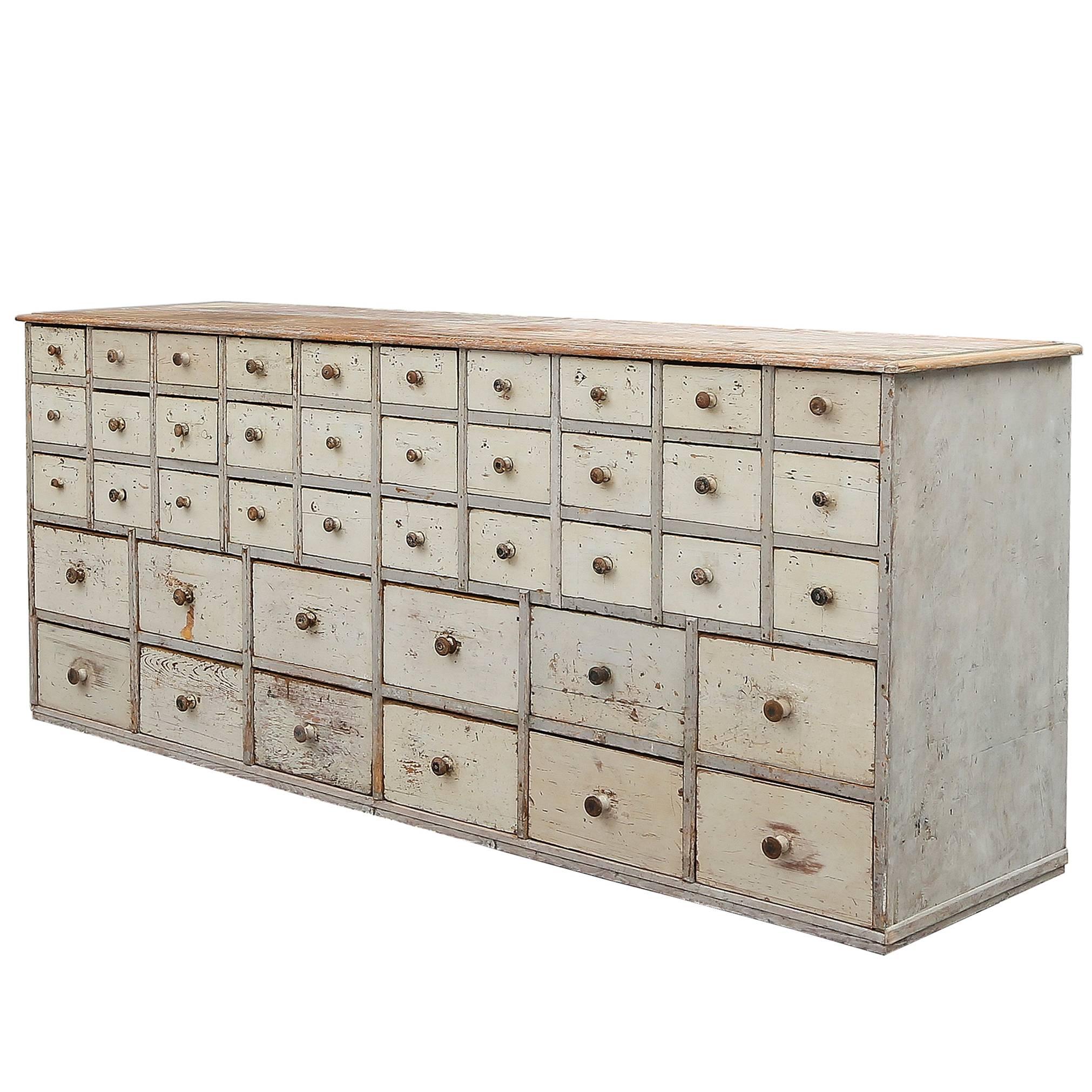 19th Century Swedish Shop Drawers Cabinet
