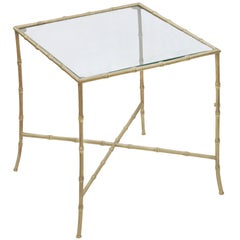Elegant End Table in Brass with Bamboo Design 