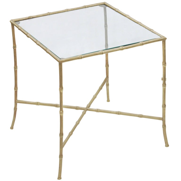Elegant End Table in Brass with Bamboo Design  For Sale