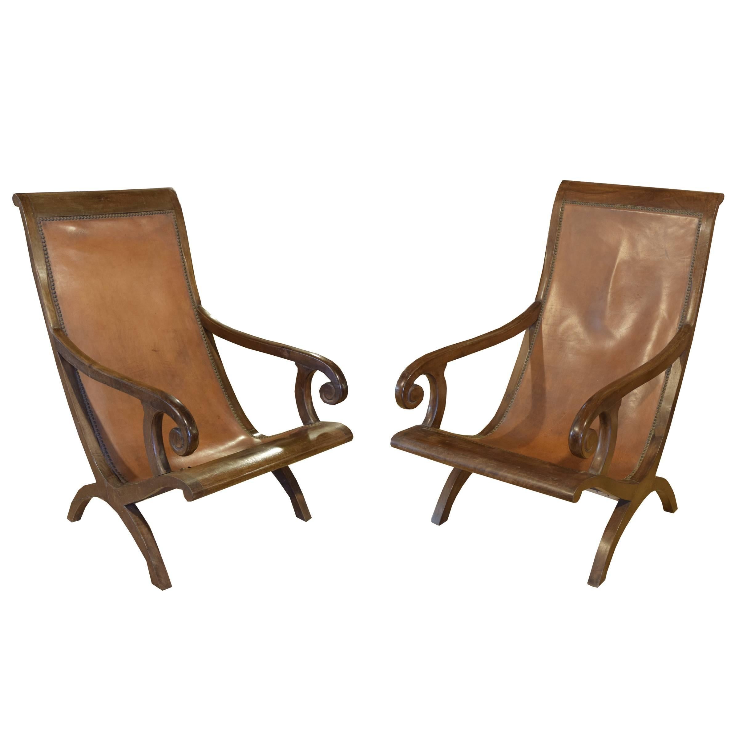 Pair of French Campeche Style Chairs