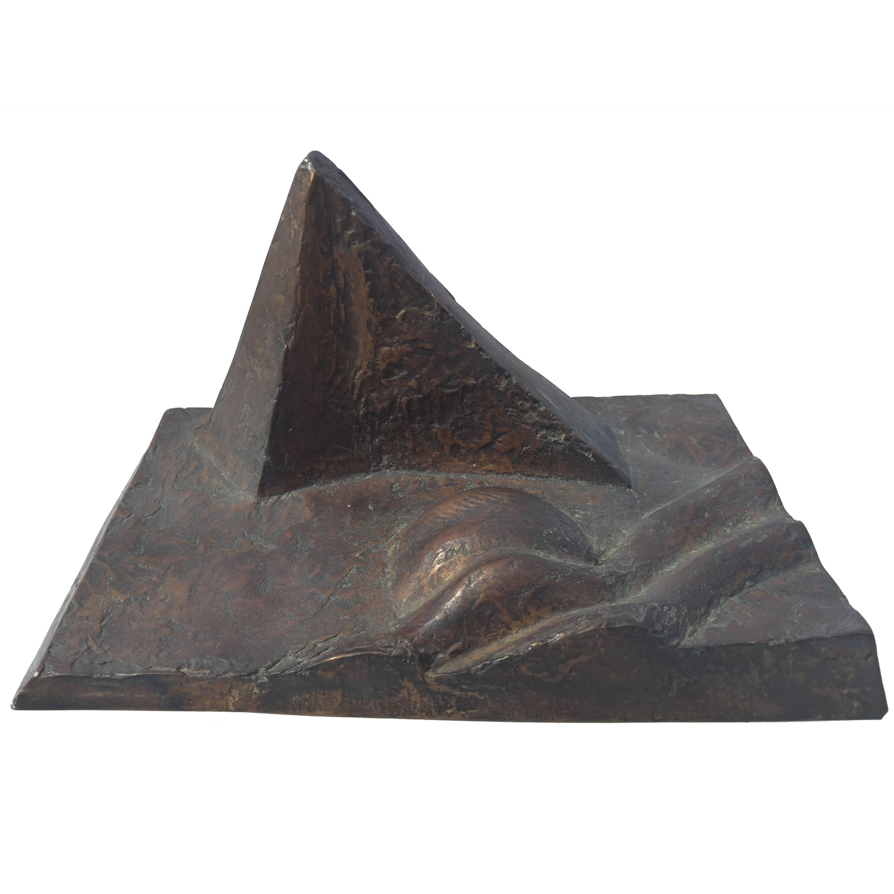 Vintage Abstract Maximilian Hutlett German Bronze Sculpture, 1981 EA Guss Zimmer For Sale