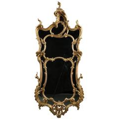 Finely Carved Louis XV Style Giltwood Antique Mirror, 19th Century