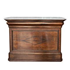French Store Counter with Inlay and Marble Top
