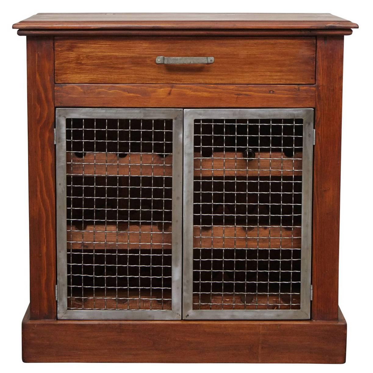 Wine Cabinet with Metal Doors For Sale