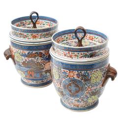 Pair of Chinese Covered Ice Pails with Interior Trays Jiaqing Period