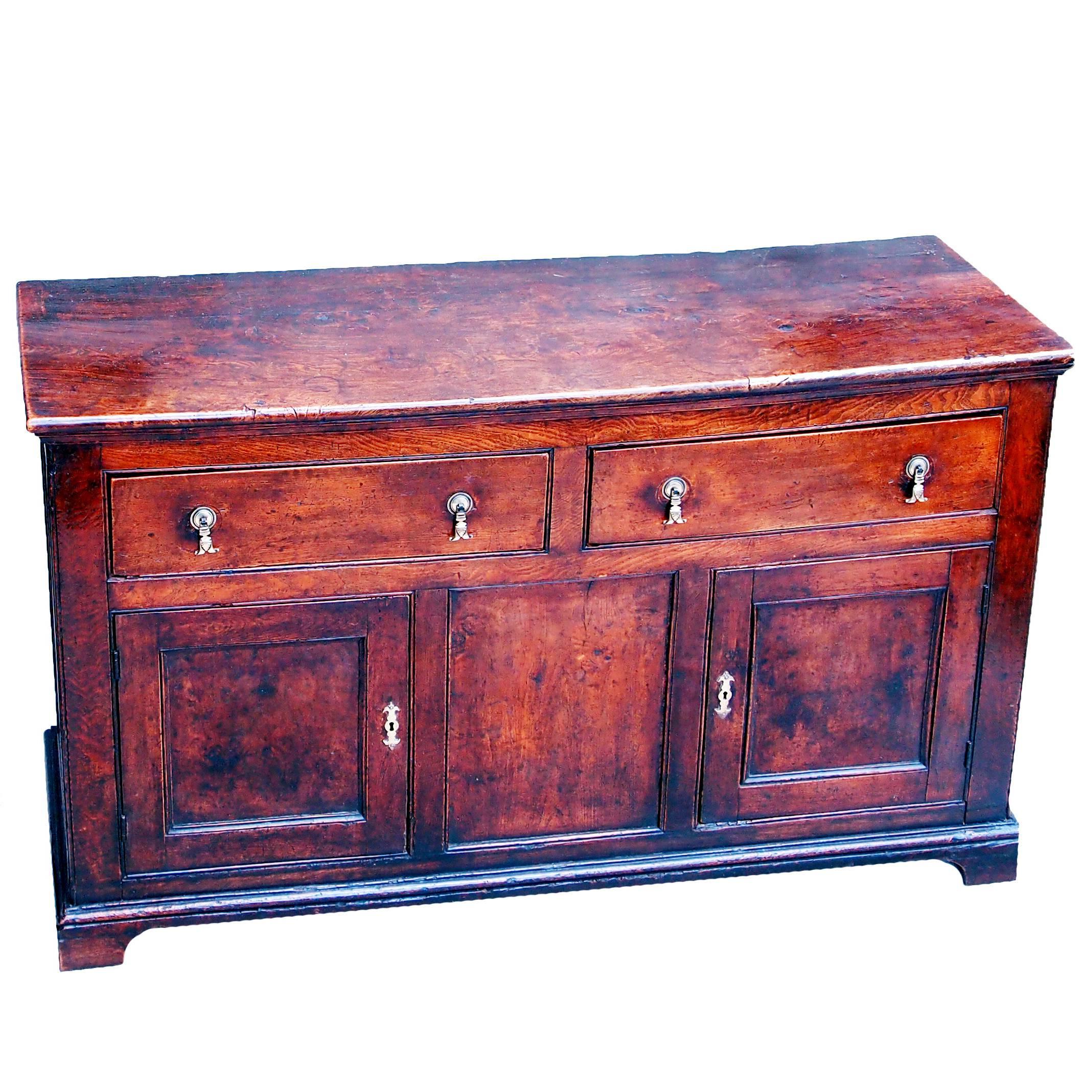 Antique 18th Century Elm Cupboard Dresser