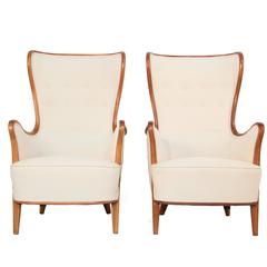 Pair of Wingback Lounge Chairs by Carl Malmsten