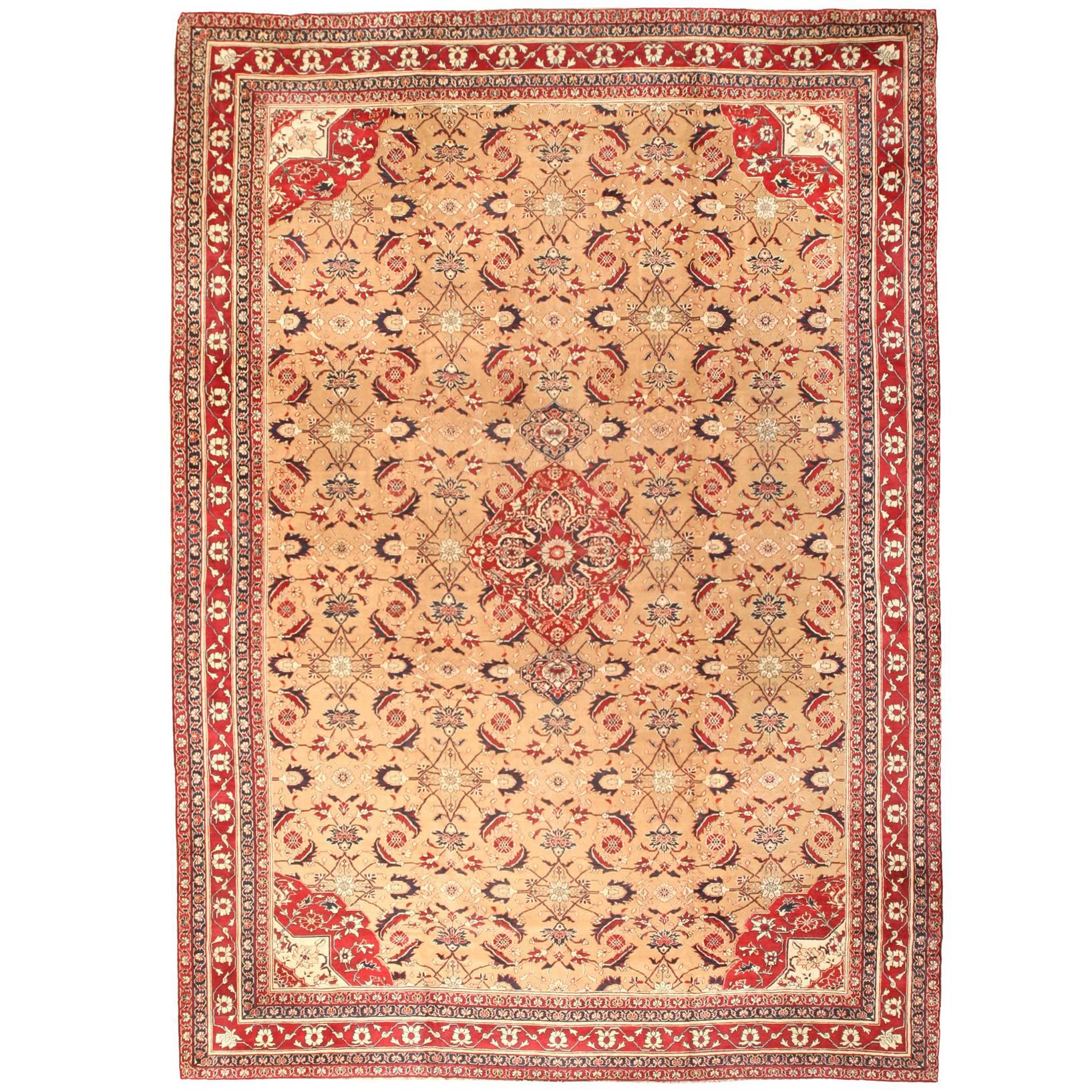 Antique 19th Century Oversize Indian Agra Carpet For Sale