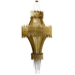 Huge European Swarovski Crystal and Gold-Plated Brass Chandelier by Luxxu 8