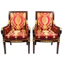 Fabulous Pair of Empire Style Mahogany and Ormolu Armchairs 8