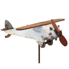 Carved Wood Folk Art Airplane, circa 1940s 1