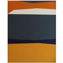Abstract geometric Oil on Board by Roy Conn from 1960, painting. 