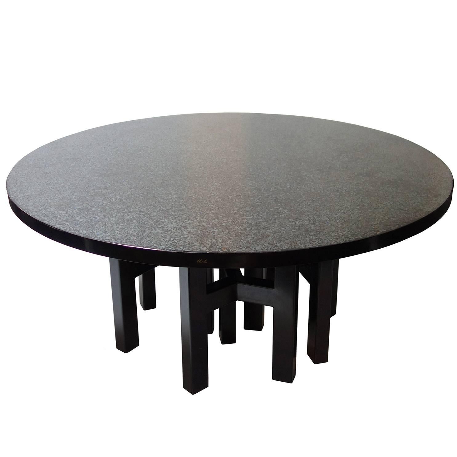 Hematite and Lapis Lazuli Dining Room Table by Ado Chale For Sale