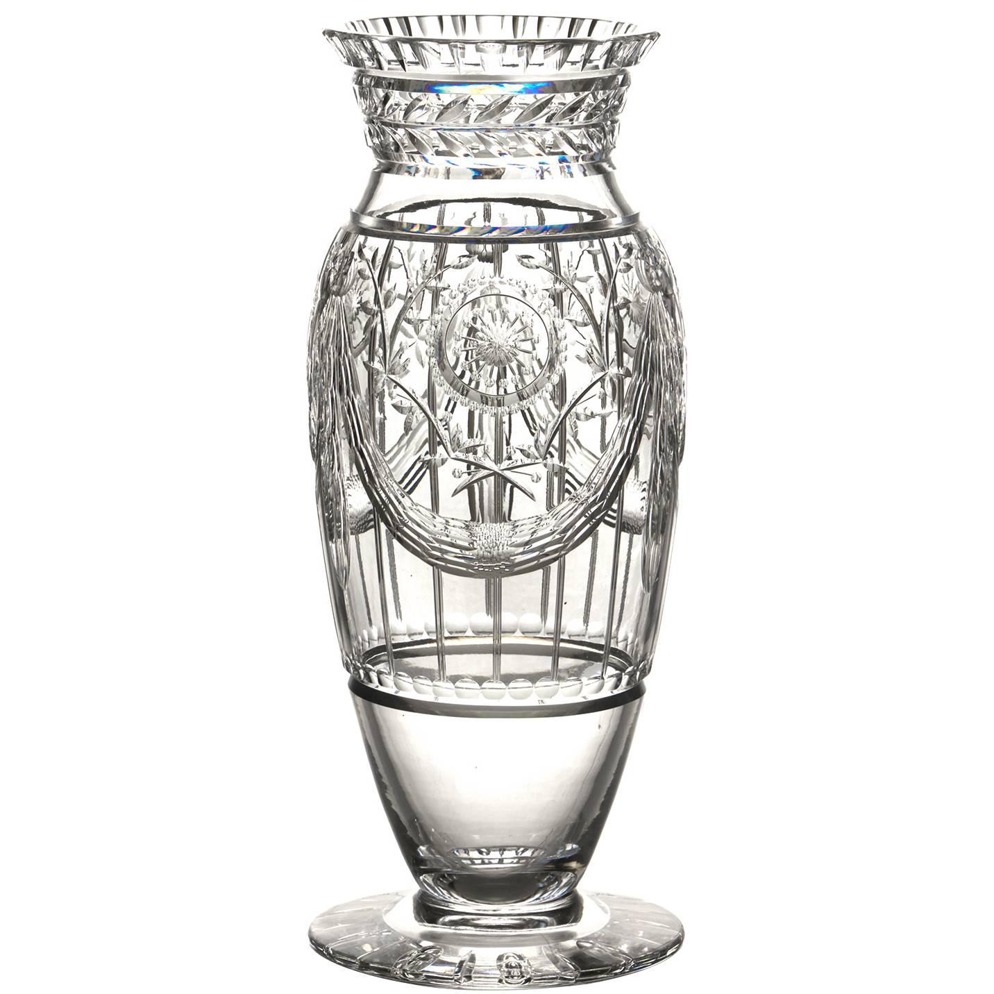 Art Deco Cut Crystal Vase by Webb