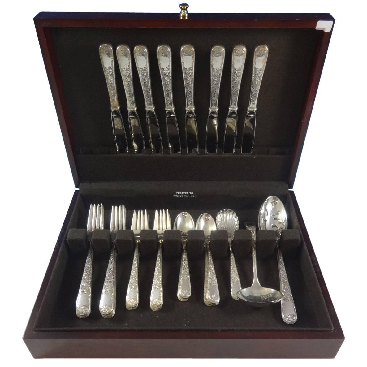 Old Maryland Engraved by Kirk Sterling Silver Flatware Set 8 Service 36 Pieces