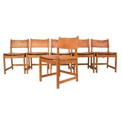 Set of Six Leather Dining Chairs by Kurt Ostervig