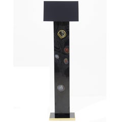 Floor Lamp in Black Resin Inlaid Agates by Stan Usel