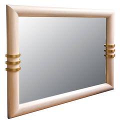 Cerused Oak and Brass Banded Vertical or Horizontal Mirror 8