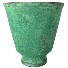 Marie Zimmermann American Arts & Crafts Vase with Encrusted Green Patina